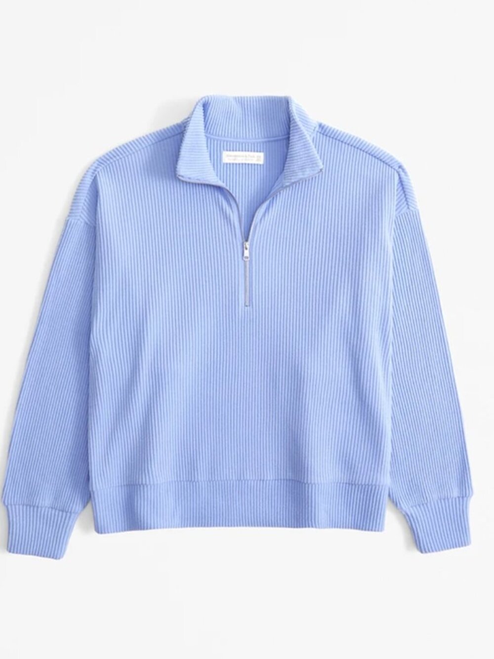 Abercrombie & Fitch Lounge Collection Brushed Rib Oversized Half Zip Baby Blue
